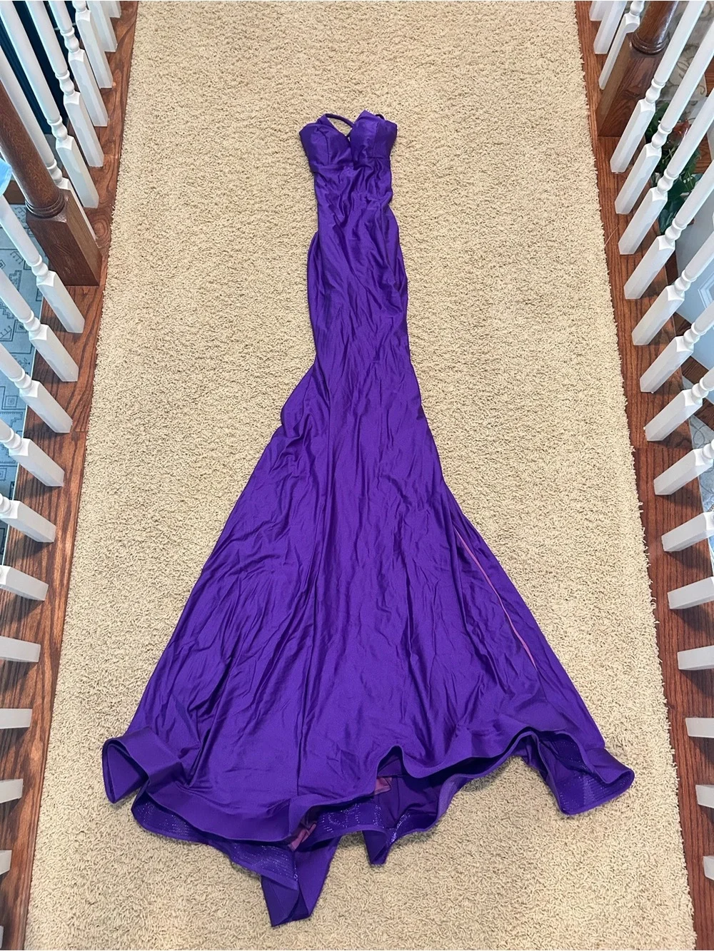 Purple Prom Dress with Criss-Cross Back - Never Worn